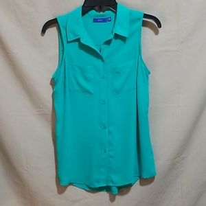 Women's Size PS Sexy Green Button Down Sleeveless
